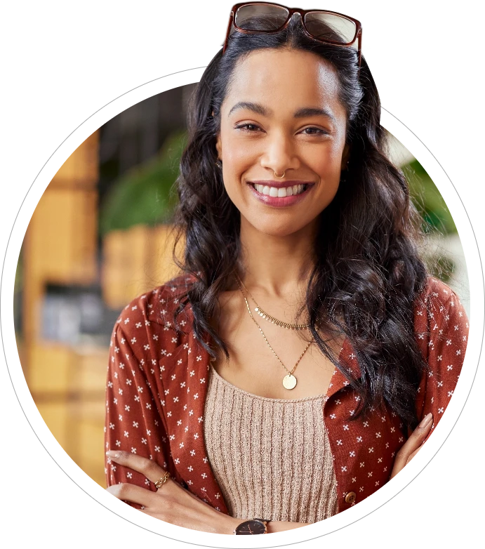 Attractive trendy woman smiling