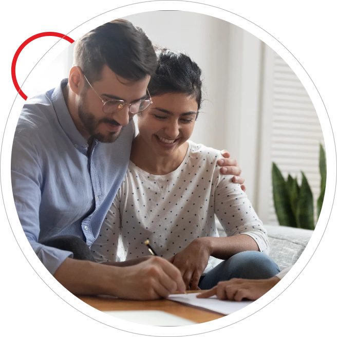 Couple reviewing marriage contract 2