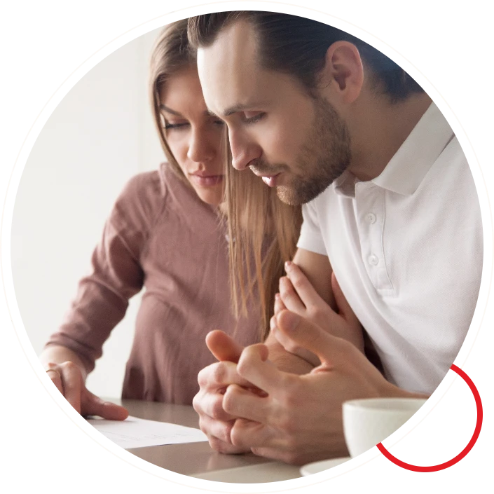 Couple reviewing marriage contract