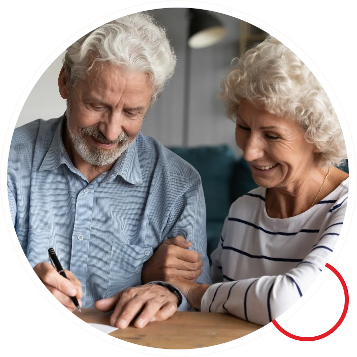 Older couple reviewing will