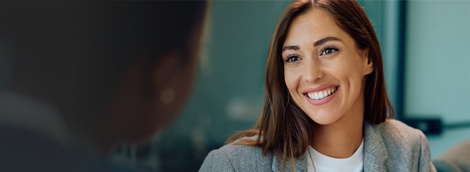 Professional woman with bright smile