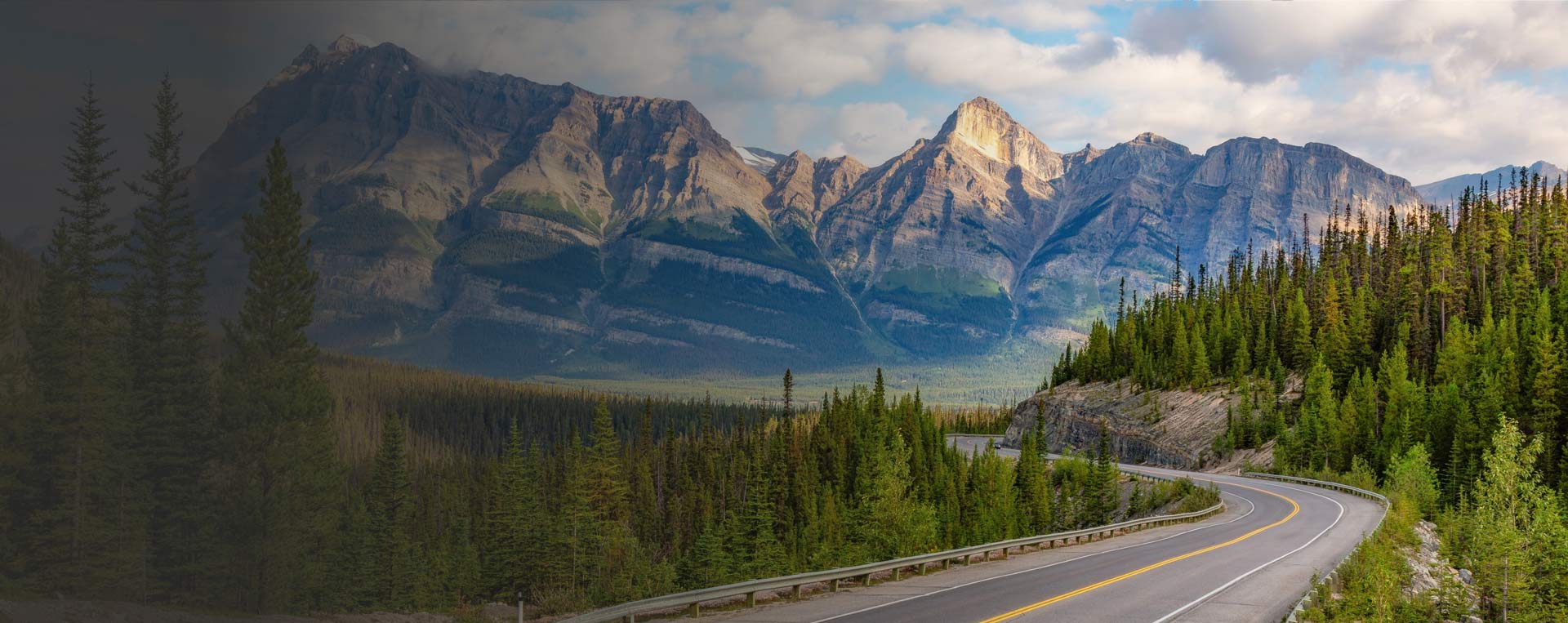 Winding road through mountains