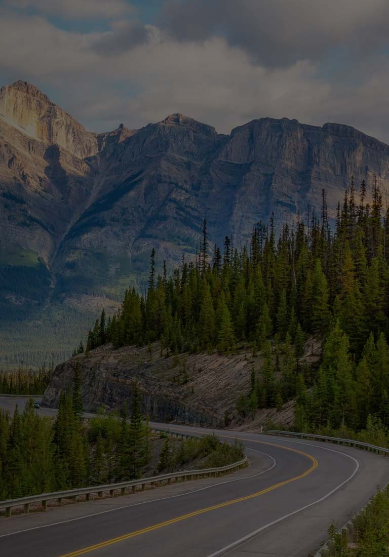 Winding road through mountains mobile