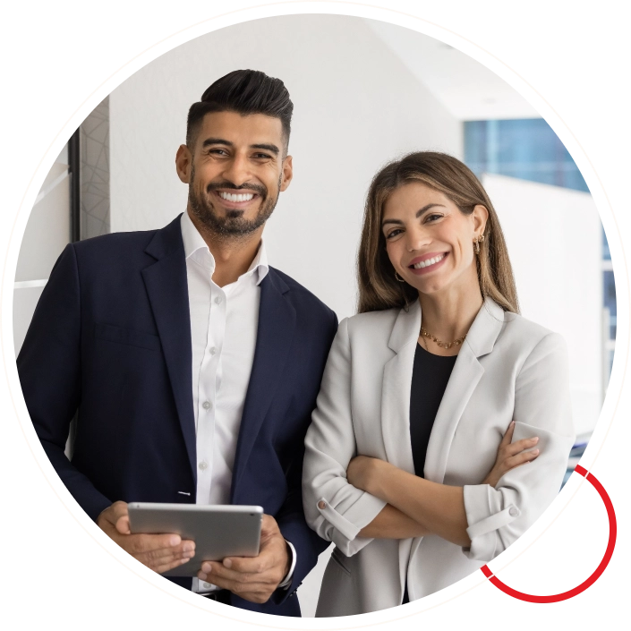 Business professionals possing