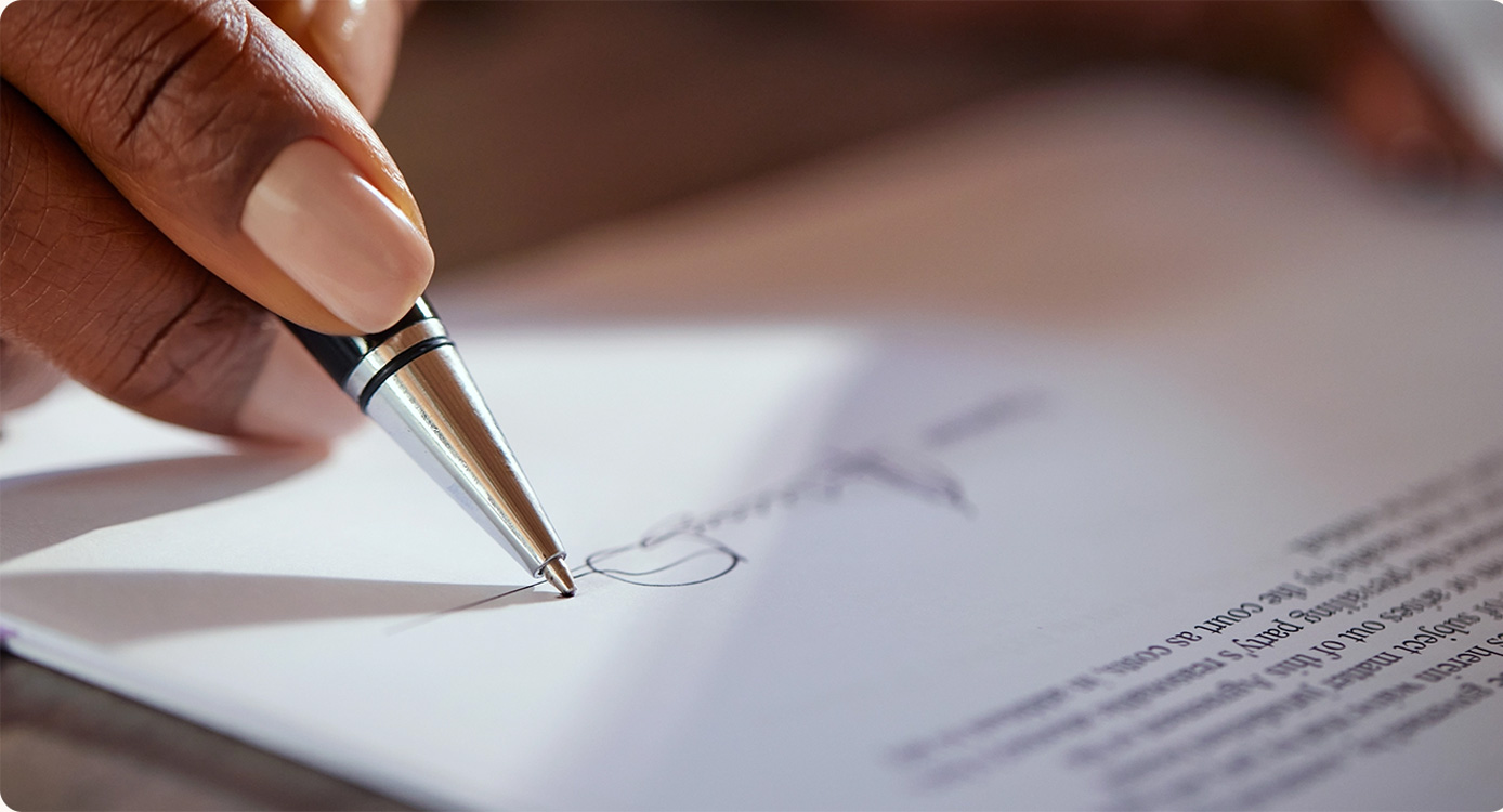 Signing a legal document lg